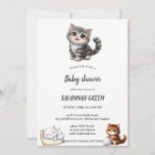 Uitnodiging voor babyshower kat (Voorkant)