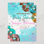 Uitnodiging voor babyshower kleurrijke donuts (Voorkant / Achterkant)