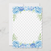Uitnodiging voor babyshower met blauwe olifant voo (Achterkant)