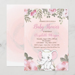 Uitnodiging voor babyshower met bloemen en babyoli