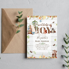 Uitnodiging voor babyshower met bosberen voor jong