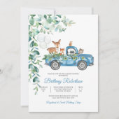 Uitnodiging voor babyshower met bosdieren (Voorkant)