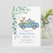 Uitnodiging voor babyshower met bosdieren (Staand voorkant)