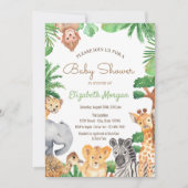 Uitnodiging voor babyshower met bosdieren (Voorkant)