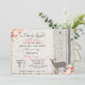 Uitnodiging voor babyshower met hert meisje (Staand voorkant)