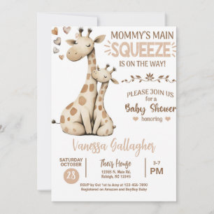 Uitnodiging voor babyshower met mama en baby-giraf