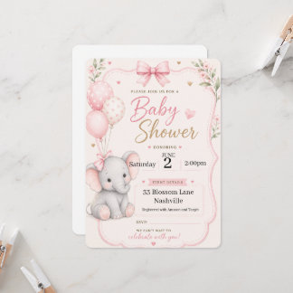 Uitnodiging voor babyshower met olifantenthema voo