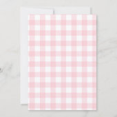 Uitnodiging voor babyshower met roze gingham en pu (Achterkant)