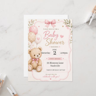Uitnodiging voor babyshower met thema beren voor m