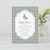 Uitnodiging voor babyshower met wilde eend en geru (Staand voorkant)