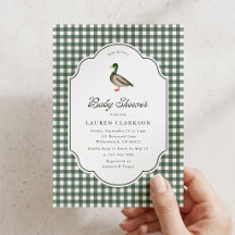 Uitnodiging voor babyshower met wilde eend en geru