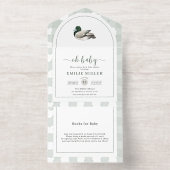 Uitnodiging voor babyshower met wilde eend, neutra (Binnenkant)