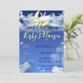 Uitnodiging voor babyshower 'Over de maan' aankond (Staand voorkant)