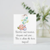 Uitnodiging voor babyshower voor de dames en heren (Staand voorkant)
