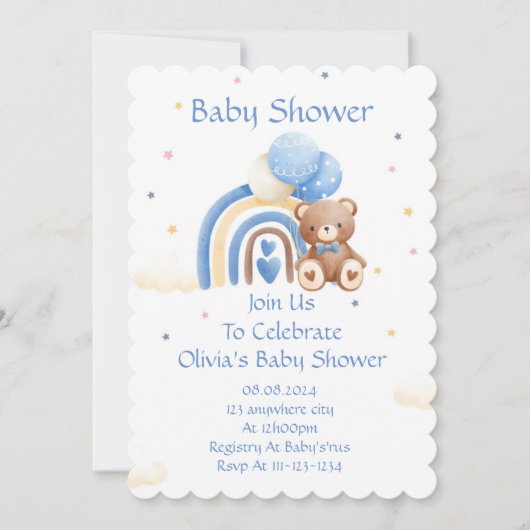 UITNODIGING VOOR BABYSHOWER VOOR JONGEN (Voorkant)