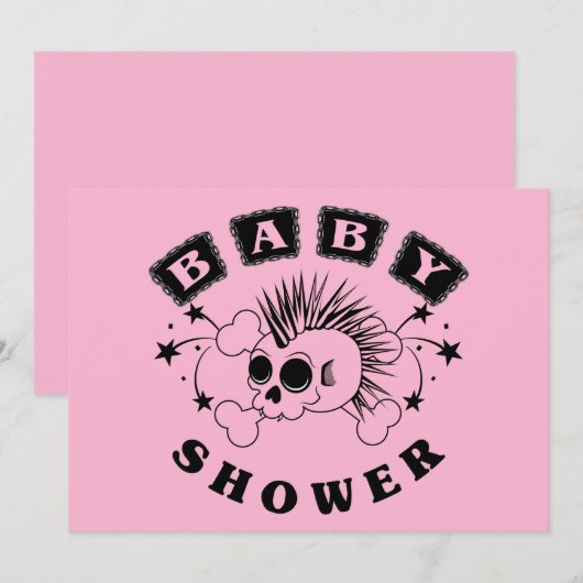 Uitnodiging voor babyshower voor meisje (Voorkant / Achterkant)