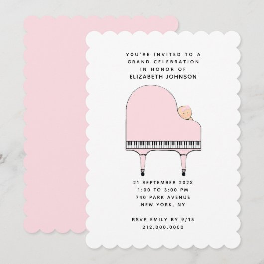 Uitnodiging voor babyshower voor meisje (Voorkant / Achterkant)