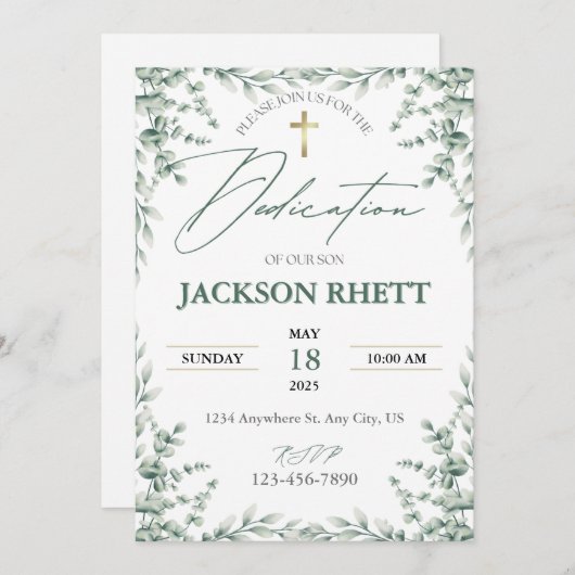 Uitnodiging voor babywijding (Voorkant / Achterkant)