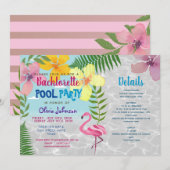 Uitnodiging voor Bachelorette-feestje bij het zwem (Voorkant / Achterkant)