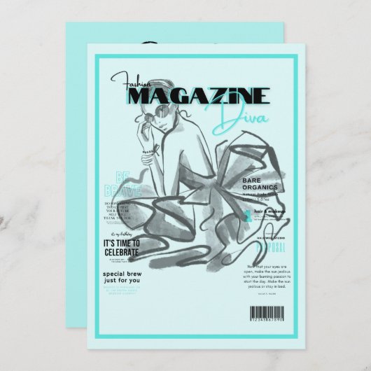 Uitnodiging voor bachelorette mode magazine (Voorkant / Achterkant)