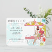 Uitnodiging voor Bachelorette Strand Weekenduitsta (Staand voorkant)