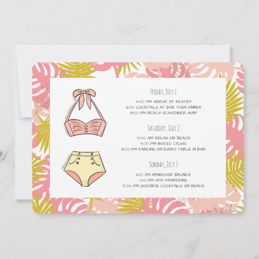 Uitnodiging voor Bachelorette Strand Weekenduitsta (Achterkant)