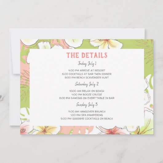 Uitnodiging voor Bachelorette Strand Weekenduitsta (Achterkant)