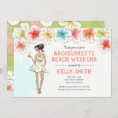 Uitnodiging voor Bachelorette Strand Weekenduitsta (Voorkant / Achterkant)