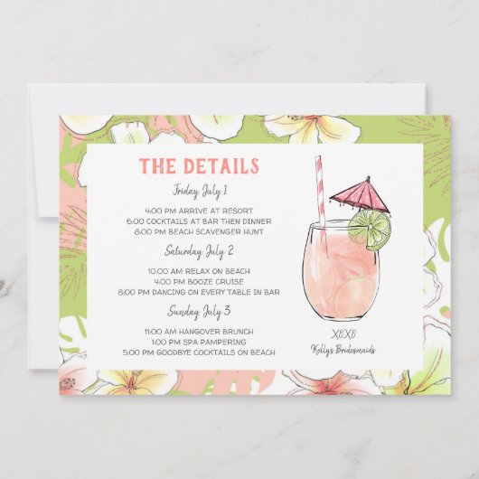 Uitnodiging voor Bachelorette Strand Weekenduitsta (Achterkant)