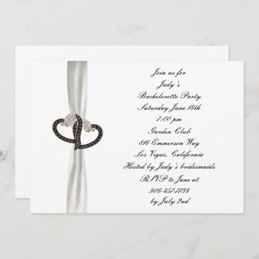 Uitnodiging voor Bachelorette uit de Black/White D (Voorkant / Achterkant)