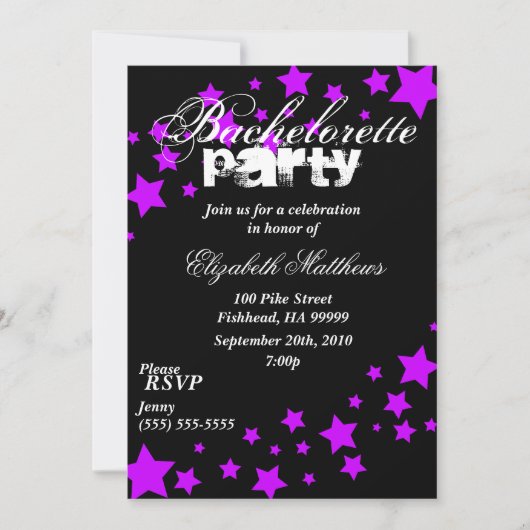 Uitnodiging voor Bachelorette uit de Zwarte en Paa (Voorkant)