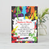 Uitnodiging voor bachelorette van Paintball (Staand voorkant)