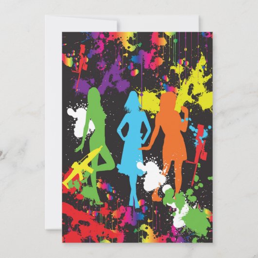 Uitnodiging voor bachelorette van Paintball (Achterkant)