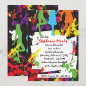 Uitnodiging voor bachelorette van Paintball (Voorkant / Achterkant)