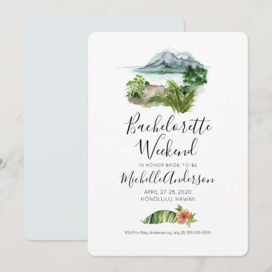 Uitnodiging voor Bachelorette-weekend in Honolulu (Voorkant / Achterkant)