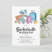 Uitnodiging voor Bachelorette Weekend Vakantie Rei (Staand voorkant)