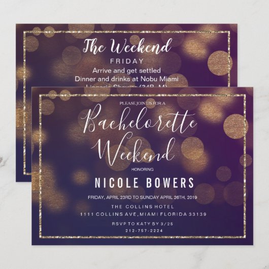Uitnodiging voor Bachelorette Weekend Verlichting (Voorkant / Achterkant)