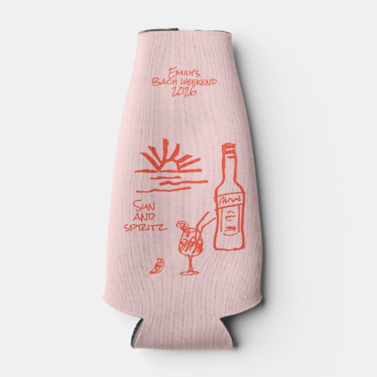 Uitnodiging voor Bachelorette Zon en Spritz Flesjeskoeler (Voorkant)