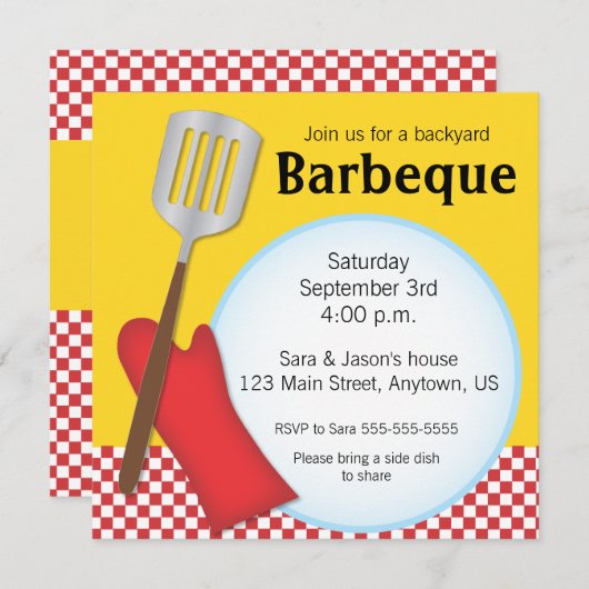Uitnodiging voor backyard Barbeque (Voorkant / Achterkant)