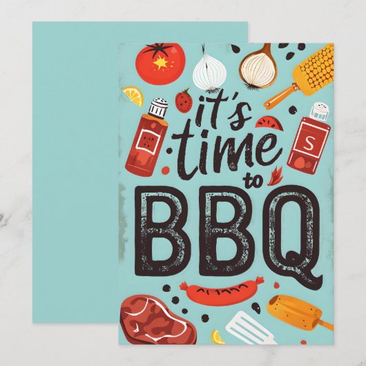 Uitnodiging voor backyard BBQ Party (Voorkant / Achterkant)