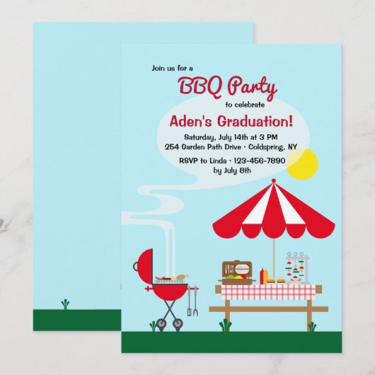 Uitnodiging voor backyard BBQ Party (Voorkant / Achterkant)