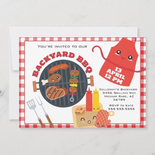 Uitnodiging voor backyard BBQ Party (Voorkant)