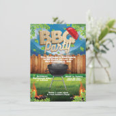 Uitnodiging voor backyard BBQ Party (Staand voorkant)