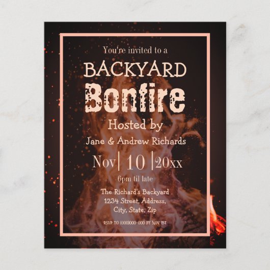 Uitnodiging voor backyard Bonfire Flyer (Voorkant)