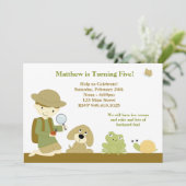 Uitnodiging voor backyard Explorer Birthday Party (Staand voorkant)