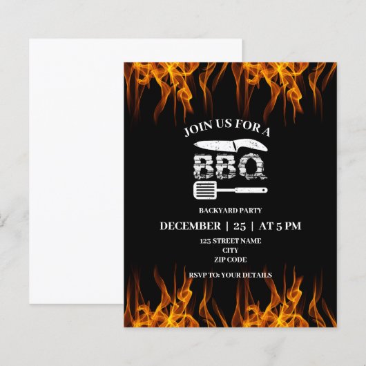 Uitnodiging voor backyard-partij BBQ (Voorkant / Achterkant)