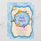 Uitnodiging voor backyard Pool Party (Voorkant / Achterkant)