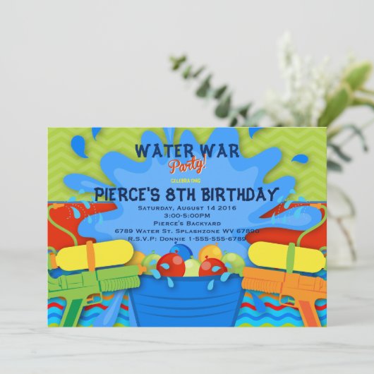 Uitnodiging voor Backyard Water Party (Staand voorkant)