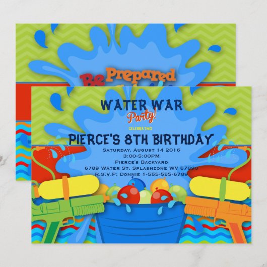 Uitnodiging voor Backyard Water Party (Voorkant / Achterkant)