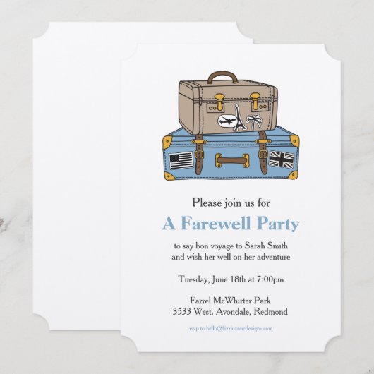 Uitnodiging voor bagage Farewell-partij (Voorkant / Achterkant)